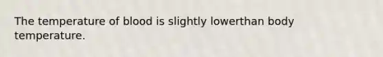 The temperature of blood is slightly lowerthan body temperature.