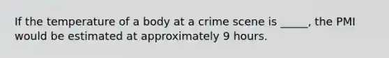 If the temperature of a body at a crime scene is _____, the PMI would be estimated at approximately 9 hours.