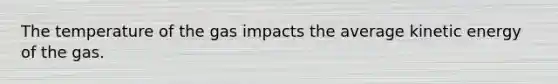 The temperature of the gas impacts the average kinetic energy of the gas.