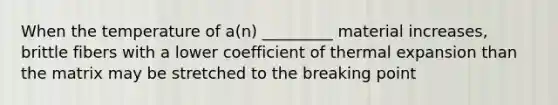 When the temperature of a(n) _________ material increases, brittle fibers with a lower coefficient of thermal expansion than the matrix may be stretched to the breaking point