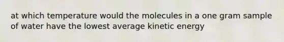 at which temperature would the molecules in a one gram sample of water have the lowest average kinetic energy