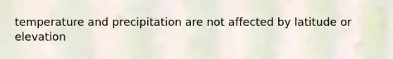 temperature and precipitation are not affected by latitude or elevation