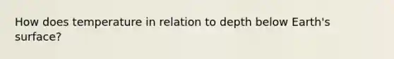 How does temperature in relation to depth below Earth's surface?