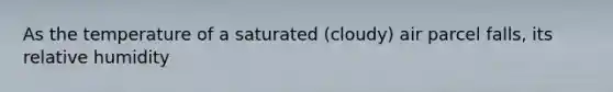 As the temperature of a saturated (cloudy) air parcel falls, its relative humidity