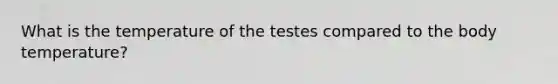 What is the temperature of the testes compared to the body temperature?