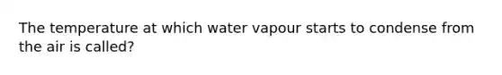 The temperature at which water vapour starts to condense from the air is called?