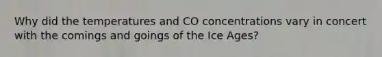 Why did the temperatures and CO concentrations vary in concert with the comings and goings of the Ice Ages?