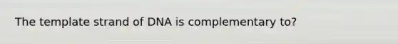 The template strand of DNA is complementary to?