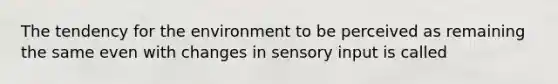 The tendency for the environment to be perceived as remaining the same even with changes in sensory input is called