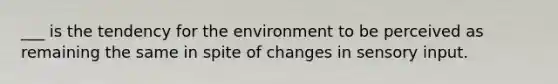 ___ is the tendency for the environment to be perceived as remaining the same in spite of changes in sensory input.