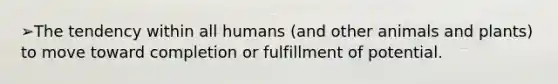 ➢The tendency within all humans (and other animals and plants) to move toward completion or fulfillment of potential.