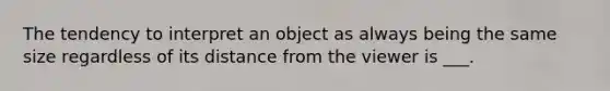 The tendency to interpret an object as always being the same size regardless of its distance from the viewer is ___.