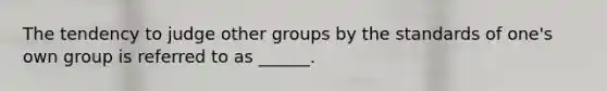 The tendency to judge other groups by the standards of one's own group is referred to as ______.