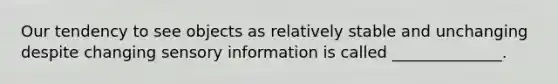 Our tendency to see objects as relatively stable and unchanging despite changing sensory information is called ______________.