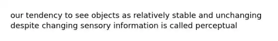our tendency to see objects as relatively stable and unchanging despite changing sensory information is called perceptual