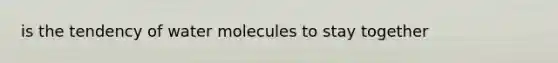 is the tendency of water molecules to stay together