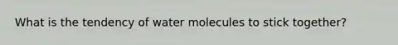 What is the tendency of water molecules to stick together?