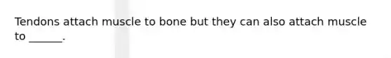 Tendons attach muscle to bone but they can also attach muscle to ______.