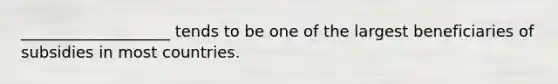___________________ tends to be one of the largest beneficiaries of subsidies in most countries.