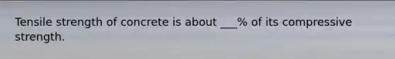 Tensile strength of concrete is about ___% of its compressive strength.