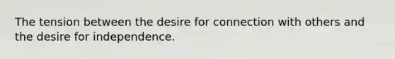 The tension between the desire for connection with others and the desire for independence.