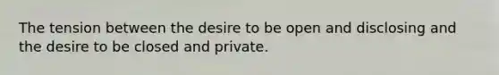 The tension between the desire to be open and disclosing and the desire to be closed and private.