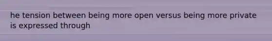 he tension between being more open versus being more private is expressed through