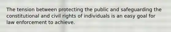 The tension between protecting the public and safeguarding the constitutional and civil rights of individuals is an easy goal for law enforcement to achieve.