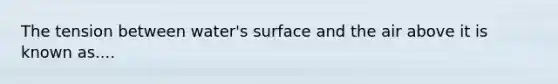 The tension between water's surface and the air above it is known as....