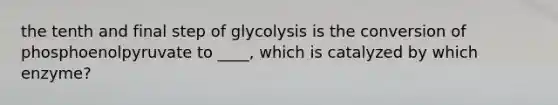 the tenth and final step of glycolysis is the conversion of phosphoenolpyruvate to ____, which is catalyzed by which enzyme?