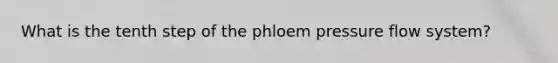 What is the tenth step of the phloem pressure flow system?