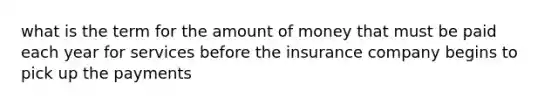 what is the term for the amount of money that must be paid each year for services before the insurance company begins to pick up the payments