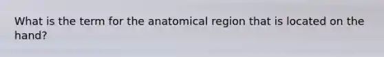 What is the term for the anatomical region that is located on the hand?