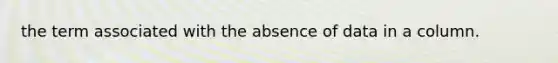 the term associated with the absence of data in a column.