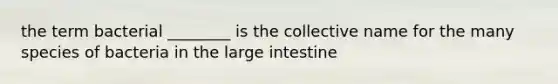 the term bacterial ________ is the collective name for the many species of bacteria in the large intestine