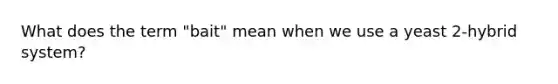 What does the term "bait" mean when we use a yeast 2-hybrid system?