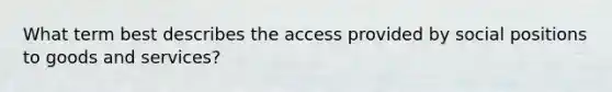 What term best describes the access provided by social positions to goods and services?