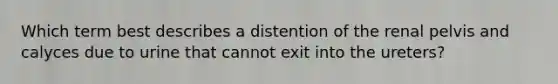 ​Which term best describes a distention of the renal pelvis and calyces due to urine that cannot exit into the ureters?