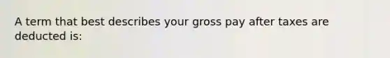 A term that best describes your gross pay after taxes are deducted is: