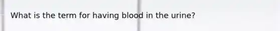 What is the term for having blood in the urine?