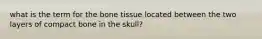 what is the term for the bone tissue located between the two layers of compact bone in the skull?