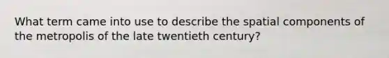 What term came into use to describe the spatial components of the metropolis of the late twentieth century?