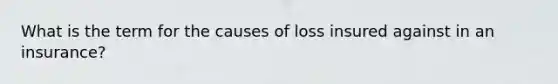 What is the term for the causes of loss insured against in an insurance?