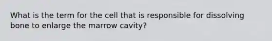 What is the term for the cell that is responsible for dissolving bone to enlarge the marrow cavity?