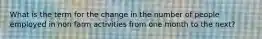 What is the term for the change in the number of people employed in non farm activities from one month to the next?