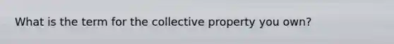 What is the term for the collective property you own?