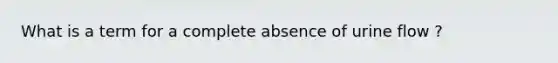 What is a term for a complete absence of urine flow ?