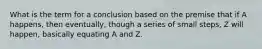 What is the term for a conclusion based on the premise that if A happens, then eventually, though a series of small steps, Z will happen, basically equating A and Z.