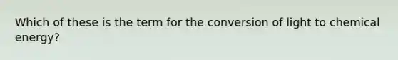 Which of these is the term for the conversion of light to chemical energy?