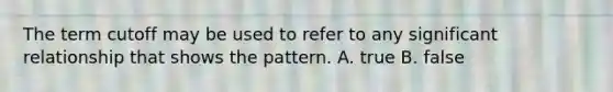 The term cutoff may be used to refer to any significant relationship that shows the pattern. A. true B. false